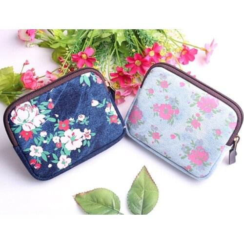 1PC Flower series coin bags Small portable purse women wallet Canvas storage bag Kids supplies (ss-1517)