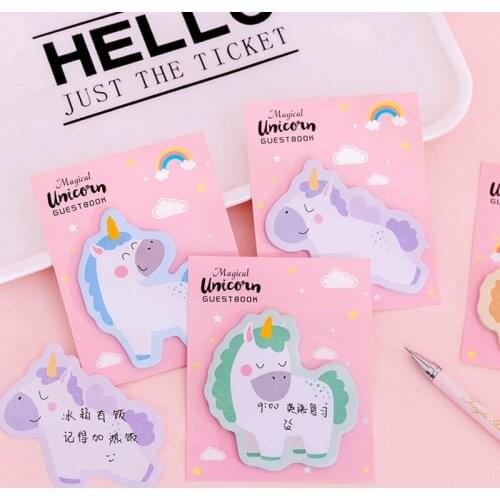 1 Piece Cute Kawaii Cartoon Unicorn Memo Pad countless Times Sticky Note Paper Notepads School Office Supply