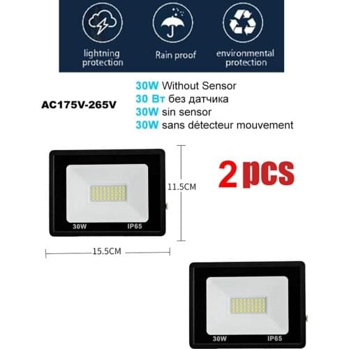 2 pcs 220V 10-100W LED FloodLight Spotlight Exterior Street wall reflector light led Steps Lamp Sensor light Waterproof Security
