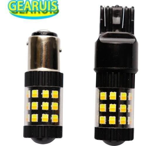 2X 1157 P21/5W T25 3157 7443 W21/5W 36 led combined LED Car DRL Turn Signal Light 12V DC Switchback Dual Color