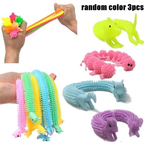 3pcs Worm Noodle Stretch String TPR Rope Anti Stress Relieve Anxiety Toys String Fidget Autism Vent Toys