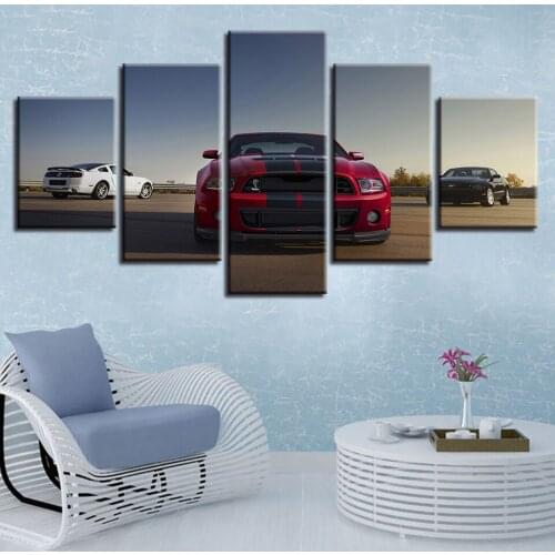 5 Panel Red Sports Car Canvas Wall Art Home Decoration Modern For Living Room HD Print Painting Modular Pictures Poster Frame