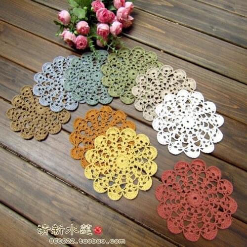 Free shipping Japan style 12 pic/lot table mat flower table coasters decoration mat for wedding decor lace felt as household