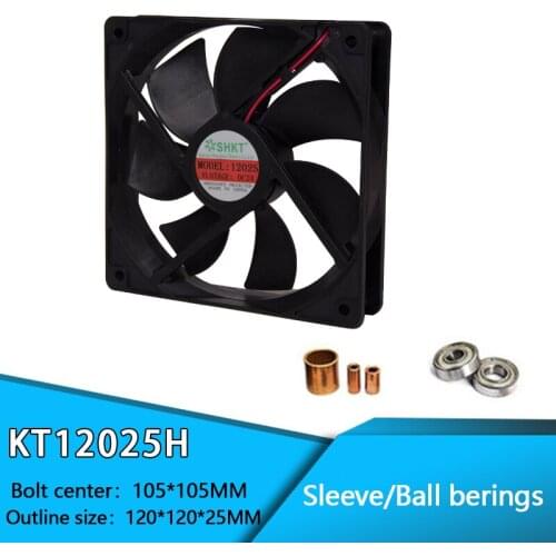 KT12025H Brushless PC Case CPU Cooler Cooling DC Fan 2 pin 12 V / 24 V Sleeve and Ball Bearing 120mm x 25mm