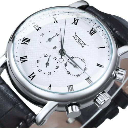 2021Fashion Automatic Man Watch Mechanical Watches for Men Business 6 Hands 3 Sub Dials Leather Top Band Luxury Reloj Hombre New