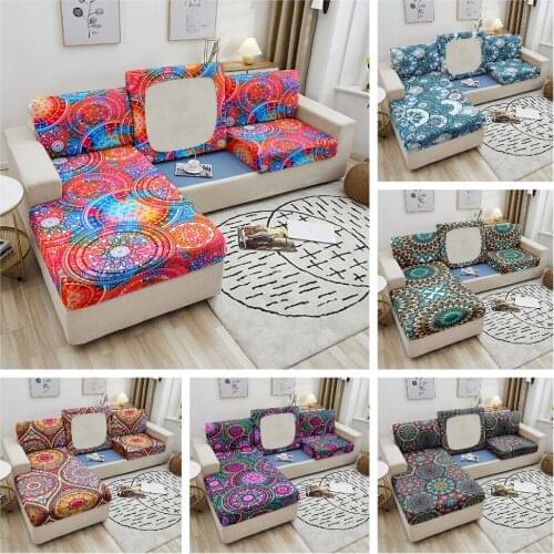 Bohemian Mandala Sofa Seat Cover Washable Removable Corner Sofa Coushion Cover Furniture Protector Elastic Slipcover 1-4 Seater
