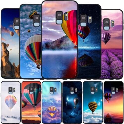 Hot Air Balloon black Soft phone Case For Samsung S20 S10 S9 S8 S7 edge Plus Lite Note 8 9 10 A6 A7 A8 A9 2018 Cover