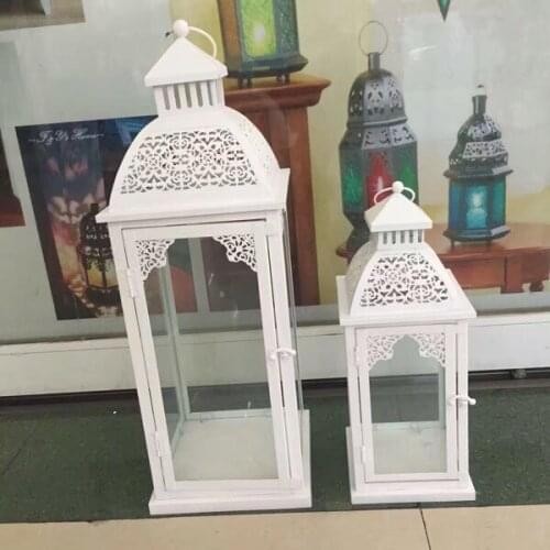 Wrought Iron Glass Wedding Props Decorative Lantern Home Decorations Film and Television Soft Decoration Ornaments Candlestick