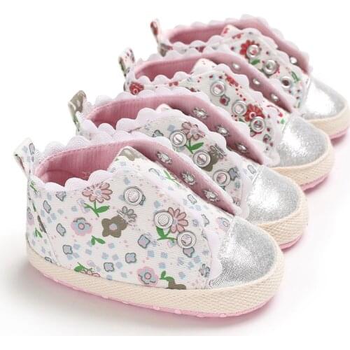 Spring and autumn baby shoes girls cotton floral soft bottom flower first Walkers Baby Shoes
