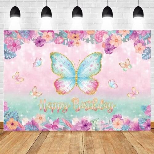Yeele Baby Birthday Backdrop Photography Photocall Butterfly Flower Spots Party Decor Background Photo Studio Photographic Props