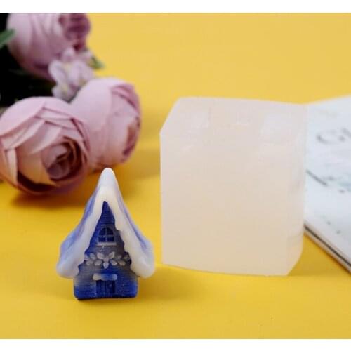 Baking Tools for Cakes Snowy House Silicone Mold Creative Candle Mold Candle Making Kit Handmade DIY Chocolate Mold Resin Mould