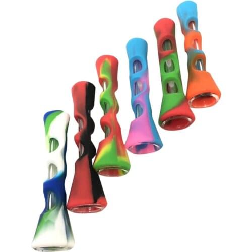 Fashion Camouflage Silicone Pipe Silicone Smoking Tube Glass Bubbler Convenient Smoking Tube Color Random smoking supplies