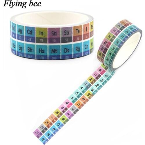 Flyingbee 15mmX5m Paper Washi Tape periodic table of the elements Adhesive Tape DIY Scrapbooking Sticker Tape X0599