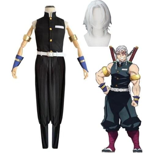 Anime Demon Slayer:Kimetsu No Yaiba Uzui Tengen Cosplay Costumes Kisatsutai Uniform Suits Wig High Temperature Resistance Hair