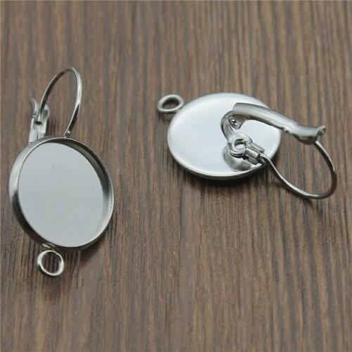 10pcs Fit 12~25mm Round Glass Cabochon Stainless Steel Material French Lever Back Earrings Base Connector For Jewelry Making