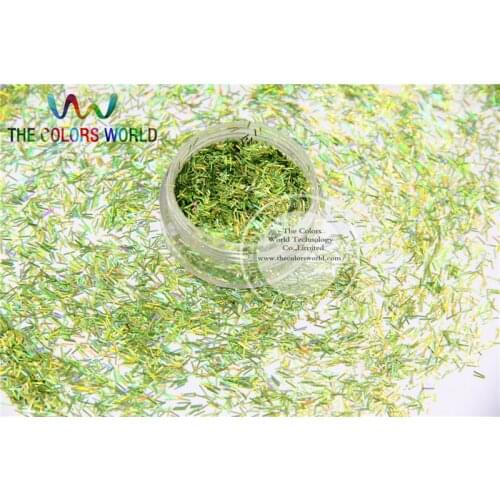 Laser Holographic Apple Green Colors Strip short bar shape Glitter for Nail Art and DIY supplies1pack=50g