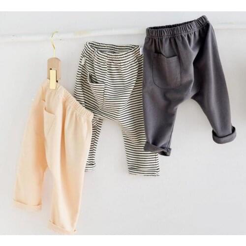 Baby Boys Girls Solid Leggings Toddler Striped Pp Pants Little Boy Casual Harems Pants Kids Trousers Bottoming Pant Baby Clothes
