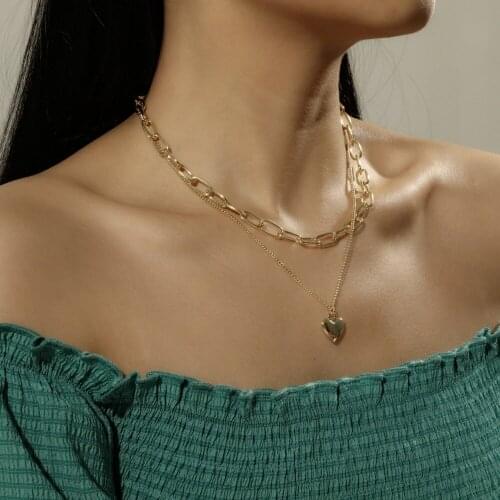 Fashion Multi Layer Love Pendants Necklaces For Women Gold Metal Heart Necklace New Design Jewelry Gift