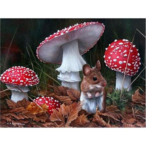 Dpsprue Full 5D DIY Square/Round Drill Diamond Painting "Mushroom squirrel" Diamond Embroidery Cross Stitch 3D Decor Gift DF075