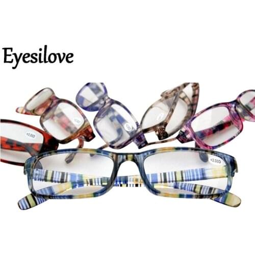 Eyesilove 15pcs/lot cheap colorful reading glasses for women men ultra-light reading eyeglasses lenses degree from +1.00 to +4.0