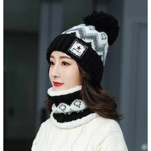 New Balaclava White Ladies Knit Hat Scarf Hat Scarf Warm Winter Hat Ladies Beanie Warm Plus Cashmere Hat