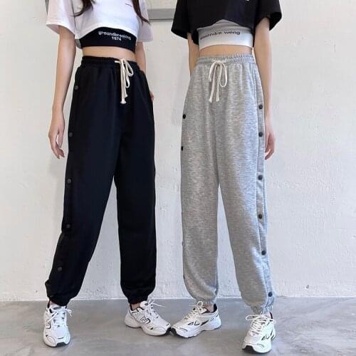 New Mens Black Side Striped Button Sweatpants 2020 Overalls Male Korean Hip Hop Joggers Woman Japanese Streetwear Pants Trousers