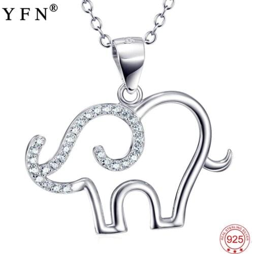 Necklace Women 925 Sterling Silver Jewelry Elephant Necklace Lovely Crystal Animal Pendants Necklaces Christmas Gift GNX10004