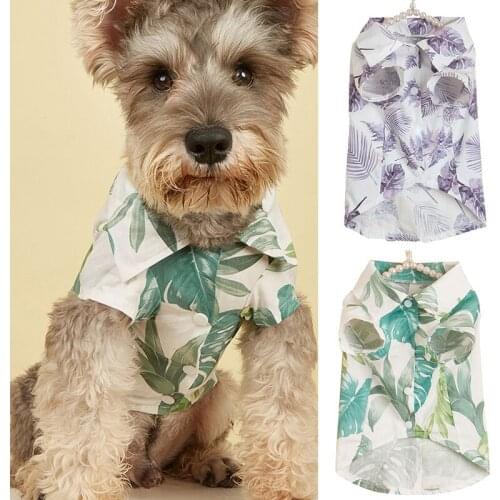 Pet Casual Shirts Clothing Hawaii Beach Summer Pet Shirts INS Dogs Cats Supplies Thin Tops Cat Short Sleeve Shirts Leaf Clothes