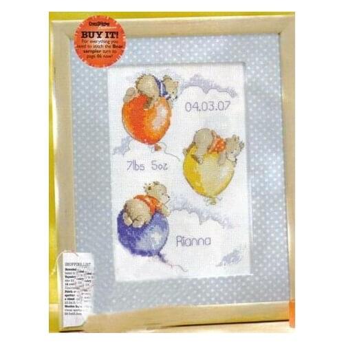 Lovely kit 19-20 Cross stitch Handmade 14CT Counted Canvas DIY,Cross-stitch kits,Embroidery Flower -Bear on the Balloon 24-32