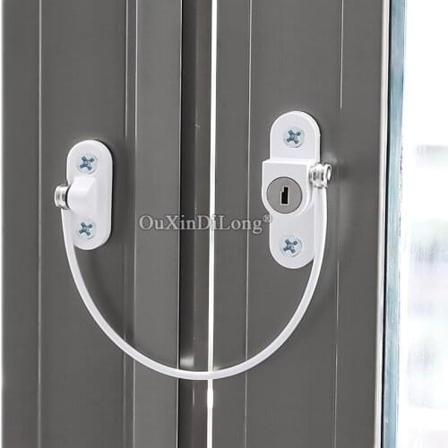 Top Designed Wire Rope Window Lock Sliding Door and Window Security Anti-theft Lock Plastic Steel Window Restrict Chain Lock