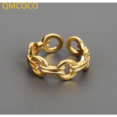 QMCOCO 925 Silver Multilayer Line Simple Ring Opening Adjustable Ring INS Style Temperament Finger Accessories For Woman