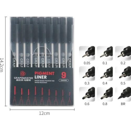 Black Micron Pen 3/6/9Pcs Hand Lettering Card Ink Fineline Pens Set Waterproof Needle Hand-Drawn Design Sketch Drawing Sketching