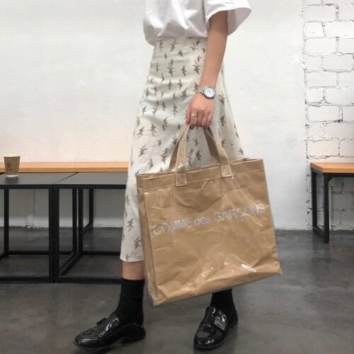 Handbag female large capacity student personality female bag ins simple Korean version of jelly transparent kraft paper shopping