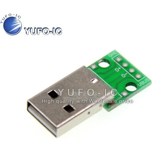 USB public head turn DIP 2.54mm straight plug 4p direct Plug Adapter board has welded mobile phone power data cable
