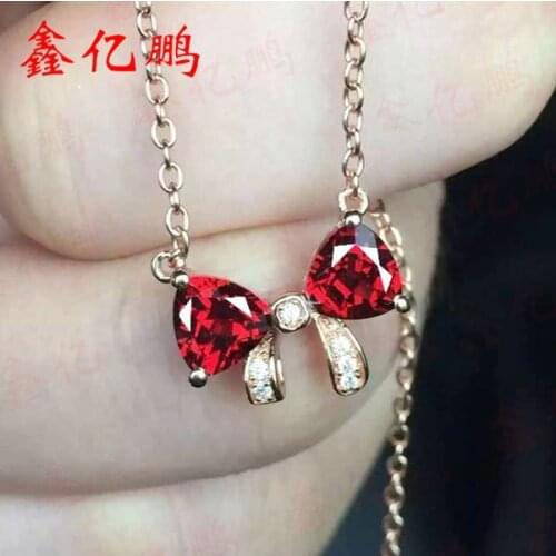 XHFkuan 925 silver inlaid natural Madagascar garnet necklace pendant