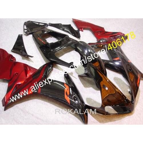 YZF1000 R1 02 03 BodyWork Kit For Yamaha YZFR1 2002 2003 Black Flame In Red Mototrcycle Fairings (Injection Molding)