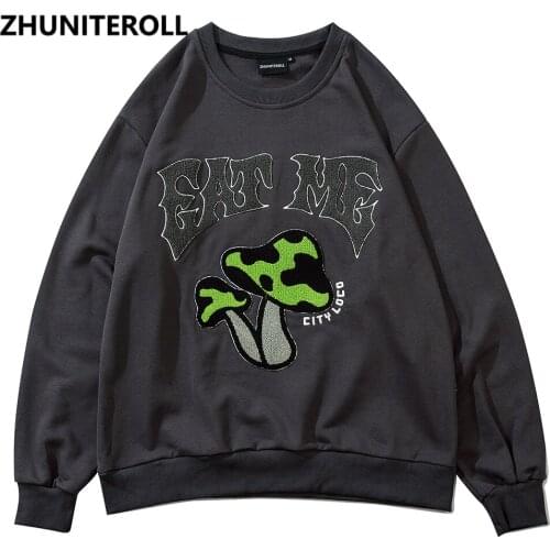 2021 Harajuku Eat Me Funny Embroidery Crewneck Sweatshirt Hip Hop Fashion Tracksuit Men Hoodies Punk Couple Black Top Clothes