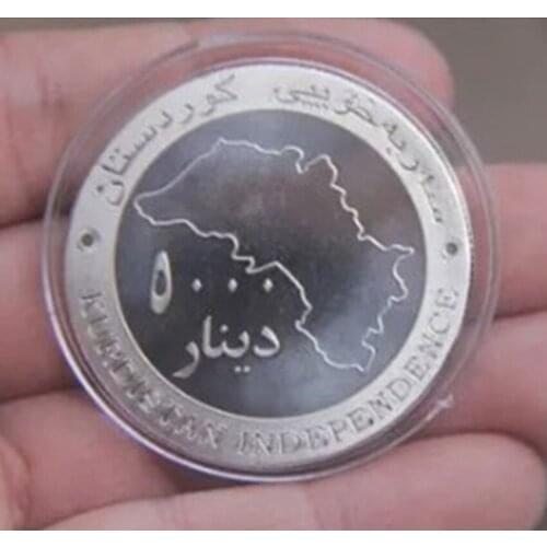 2 pcs New design Republic of Kurdistan independent map peace pigeon dinar animal silver plated souvenir coin