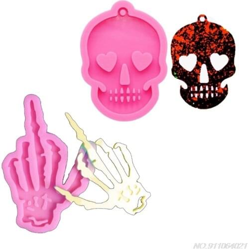 2Pcs Skull Hand Skeleton Hand Epoxy Resin Mold Kit Ghost Hand Keychain Pendant Silicone Mold Craft Jewelry Making Tool Wholesale