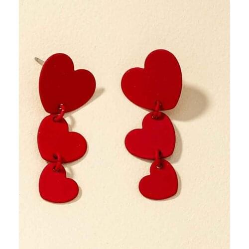 2021 Ins Gold Enamel Red Love Heart Bow Irregular Minimalist Piercing Earrings Trendy Korean Fashion Women Chic Party Jewelry