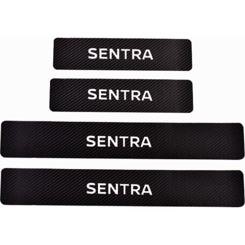 4Pcs Carbon Fiber Pu leather Door Threshold Guard Sticker For Nissan Sentra Car Accessories