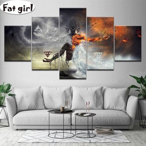 5pcs Diamond Painting Full Square New Arrival Buddha statue 5D diy Diamond Embroidery religion Rhinestones Pictures mosaic decor