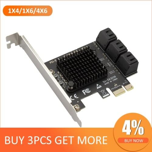 ASM1064 SATA PCIe Adapter 2/4/6 Port SATA III to PCI Express 3.0 X1 Controller Expansion Card Adaptor Video Card Cable Extender