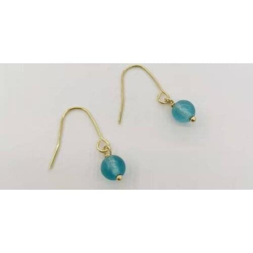 Aqua Blue Jasper Drop Earrings 14K Gold Filled Delicate Natural Stones Pendants Dangle Classic Women Daily Earrings