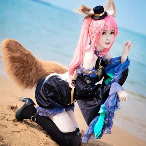 Anime Fate/Grand Order Tamamo No Mae Black Magic Outfit Sexy Uniform+ear+tails Cosplay Costume+ Women Halloween Free Shipping