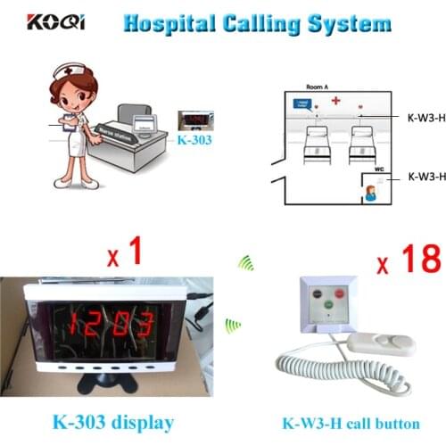 Hospital Clinic Wireless Nurse Call Medical Emergency Service Call System K-303 English Prompt Display w 18pcs Calling Button