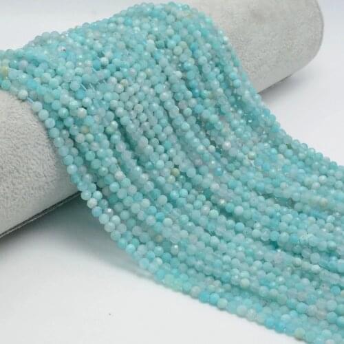 Natural Stone Beads Small Faceted Russian Amazonite Loose Beads 2 3 4 5mm For Bracelet Necklace Jewelry Making