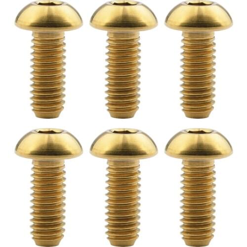 Catdogbear 6Pcs M4 x 6 8 10 12 15 20mm Half Round Head Titanium Ti Button Allen Bolt Screw for Road Mtb Bike Parts Bicycle Brake
