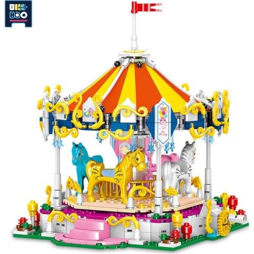 UKBOO Outdoor Playground The merry-go-round Mini City Game Model Building Blocks Micro Street View Architecture Bricks kid Toys