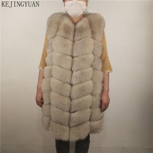 KEJINYUAN real Fur Fox long Vest natural raccoon Waistcoat silver fox jacket woman winter warm Natural sleeveless